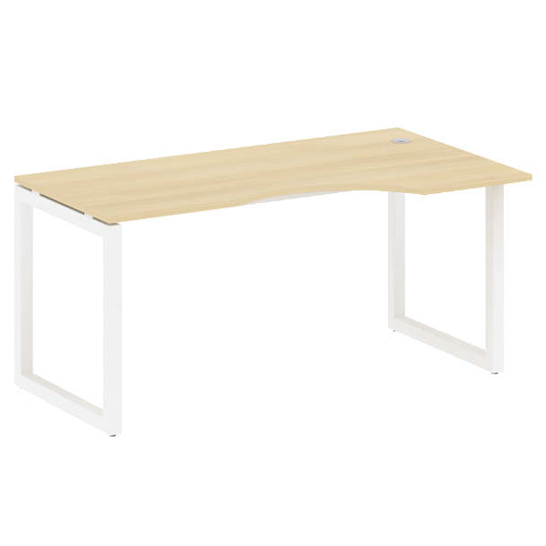 Metal System Quattro Стол криволинейный правый на О-образном м/к 50БО.СА-1 (R) Акация/Белый металл 1600*900*750 - Вид 1