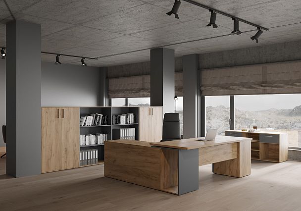 Брифинг-приставка Zion Light 140x80x75 дуб крафт золотой - Вид 3