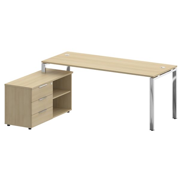 Metal System Direct Стол руковододителя с тумбой левый БГ.СРТ-5.7 (L) Акация/Нерж. сталь 1900*1520*750 - Вид 1