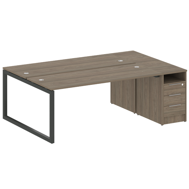 Metal System Quattro Р. ст. с тумбой на О-образном м/к 50БО.РС-СТП-2.5 Вяз/Антрацит металл 2212*1475*750 - Вид 1