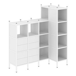 Loft Угловой внутренний стеллаж наборный VR.L-47 Белый бриллиант/Белый металл 1694*862*1869 - Фото предпросмотра