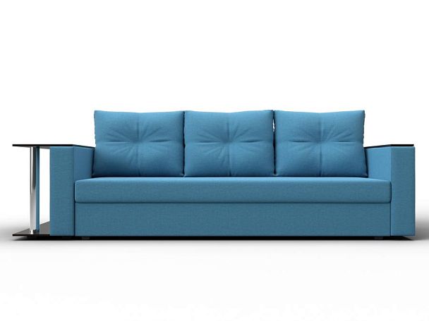 Диван прямой Атланта Лайт со столом слева Рогожка голубой - Вид 2