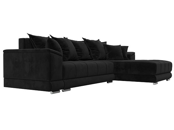 Угловой диван НордСтар правый угол Велюр черный - Вид 4