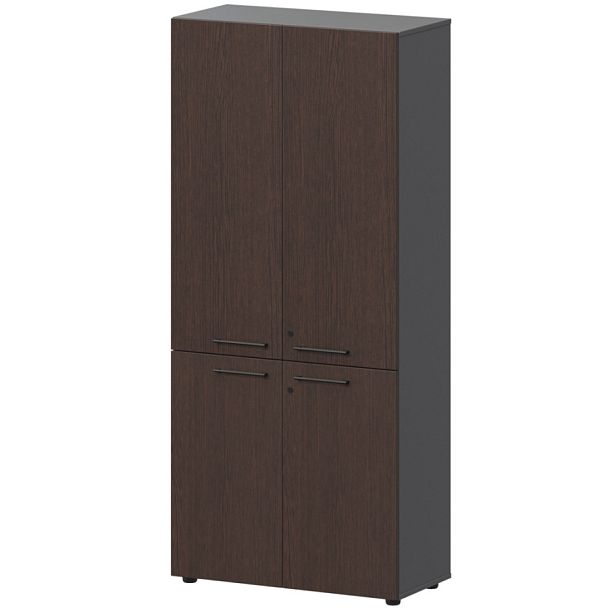 Шкаф высокий закрытый СМШ58.28F.38V(Ч) Дуб венге/Графит 792x380x1990 Кортез - Вид 1