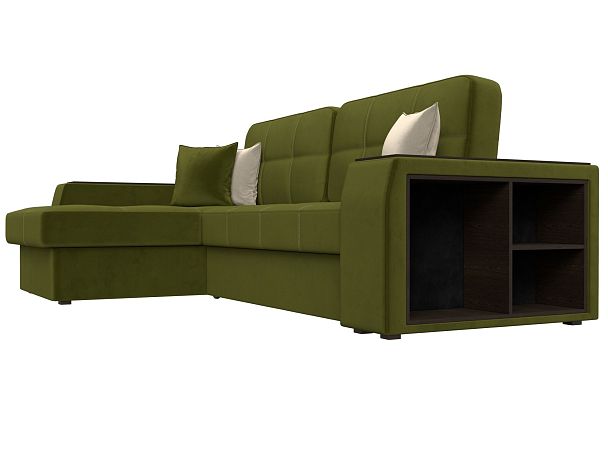 Угловой диван Брюссель левый (полностью микровельвет зеленый) - Вид 3