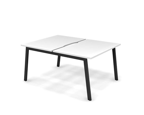 MATRIX 121S200-A Стол прямой двойной, пров-ик вырезной (А-опоры) 1180х1590х775 Белый/Темно-серый - Вид 1