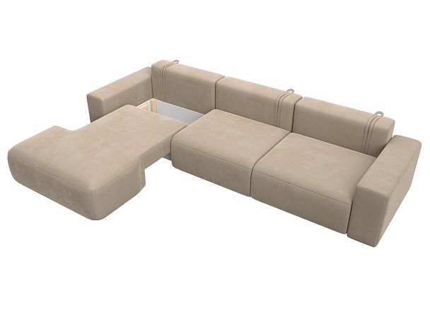 Диван угловой Лига-036 Классик Лонг левый угол Велюр бежевый - Вид 7