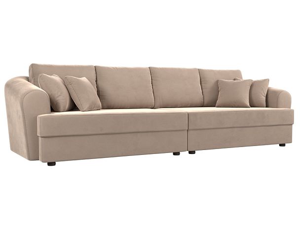 Прямой диван Милтон (полностью велюр бежевый) - Вид 1