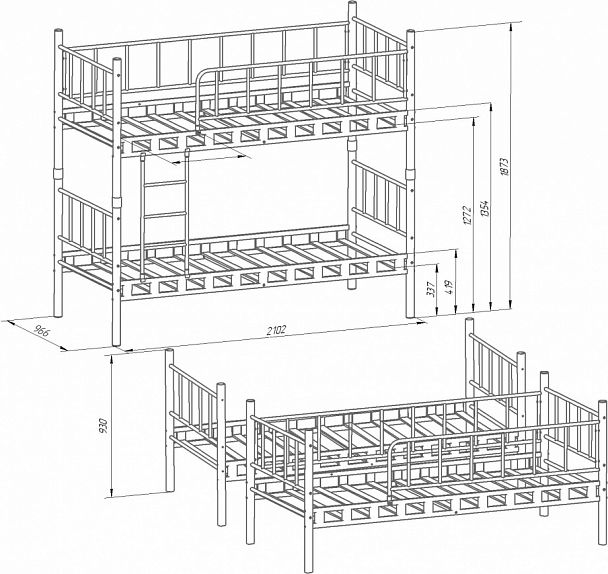 Кровать двухъярусная "Мальта" серый/оранжевый - Вид 4