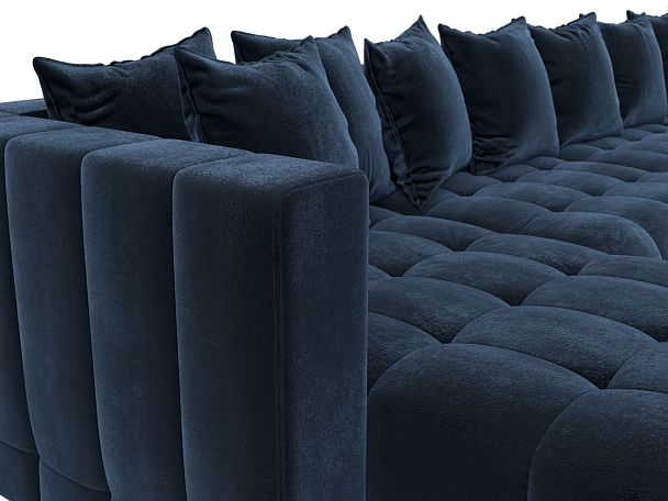 Диван П-образный Лига-052 НПБ Лонг Велюр синий - Вид 4