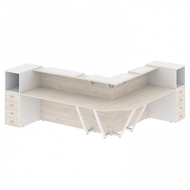 Ресепшн Г-образный "Onix" O.R-K-33 денвер светлый/белый - Вид 1