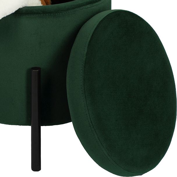 Комплект пуфов Кен с местом для хранения Зеленый велюр Confetti deep forest/черный, 2 шт. - Вид 5