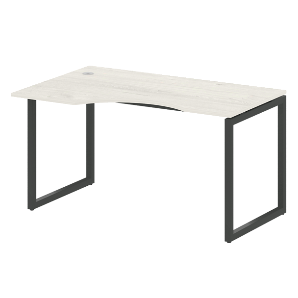 Metal System Quattro Стол криволинейный левый на О-образном м/к 40БО.СА-2 (L) Дуб наварра/Антрацит металл 1400*900*750 - Вид 1