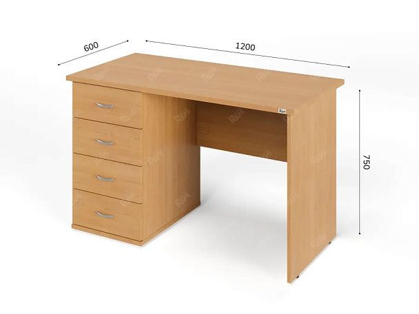 ЛАЙТ / LIGHT RLG007-12x6L Однотумбовый стол 120x60x75 Бук - Вид 2