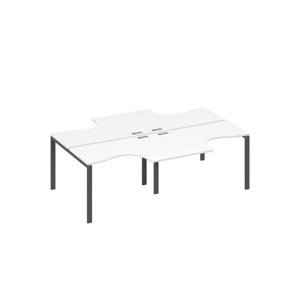 Рабочая станция UNO столы (4х120) Классика A4 А4 Б1 180-2 БП белый премиум / металлокаркас антрацит - Вид 1