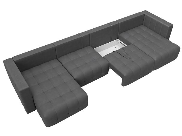Диван П-образный Лига-052 НПБ Лонг Замша серый - Вид 7