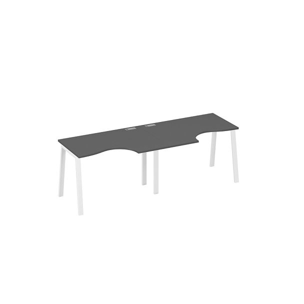 Рабочая станция (2х120) каркас TRE столы Классика A4 А4 Б3 041-2 БП антрацит премиум / металлокаркас белый - Вид 1