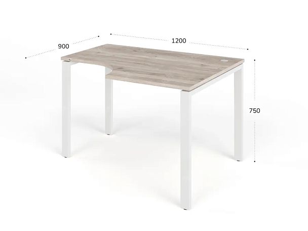 TANDEM RTD073-MK-120R-MA Стол угловой на металлокаркасе правый 1200х900х750 Дуб Маувелла/Белый - Вид 2