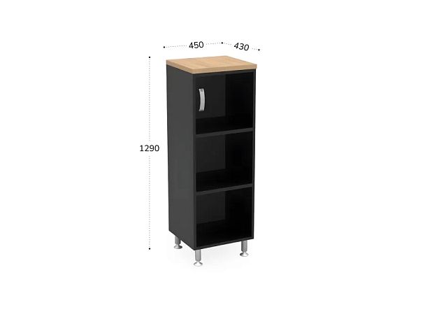 БЕРЛИН / BERLIN Стеллаж закрытый витрина стекло левый 450х430х1290 Акация/Черный - Вид 2