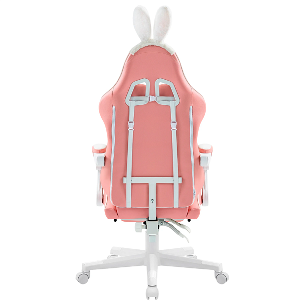 Кресло компьютерное DEFENDER "Irifi", 2 подушки, подставка для ног, экокожа, розовое/белое, 64042 - Вид 9