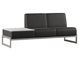 Диван Everprof Solo двухместный со столиком справа Металл Серый Экокожа Черный ЛДСП Серый - Фото предпросмотра