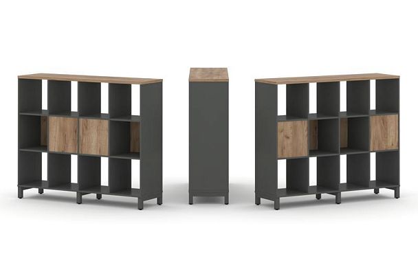 Style Project Набор стеллажа 2-х сторон., 3 яр. SN.NSD-341 Антрацит/Дуб Табак/Металл Антрацит 1488*4 - Вид 1