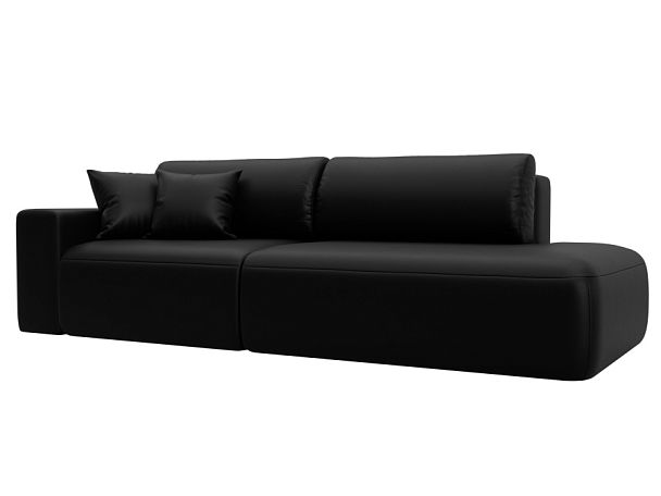 Диван прямой Лига-036 НПБ Модерн подлокотник слева Экокожа черный - Вид 1