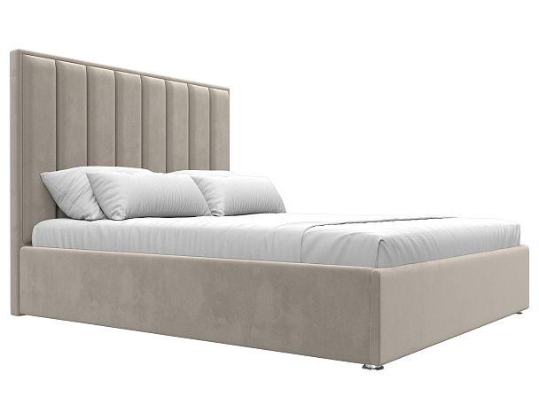 Интерьерная кровать Афродита 160 (полностью микровельвет бежевый) - Вид 3