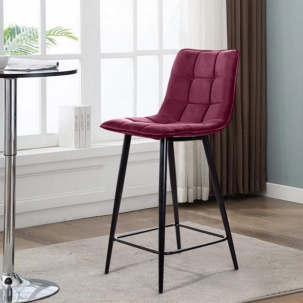 Стул полубарный UNO, бархат красный 16 / чёрный конус - Вид 13