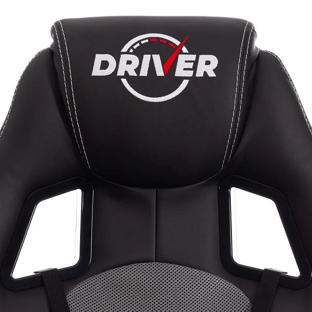 Кресло Драйвер/Driver (22), кож/зам/ткань, черный/серый - Вид 8