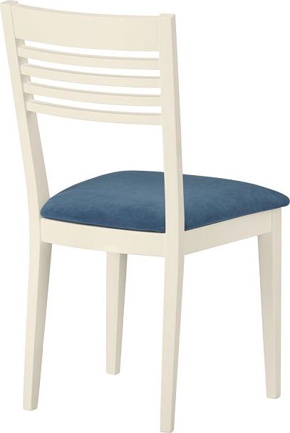 Стул деревянный с мягким сиденьем Ноэль Слоновая кость/Синий велюр - Вид 3