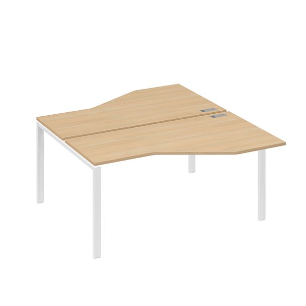 Рабочая станция со столами (2х160) Техно на каркасе UNO A4 А4 Б1 188 БП натуральный дуб / металлокаркас белый - Вид 1