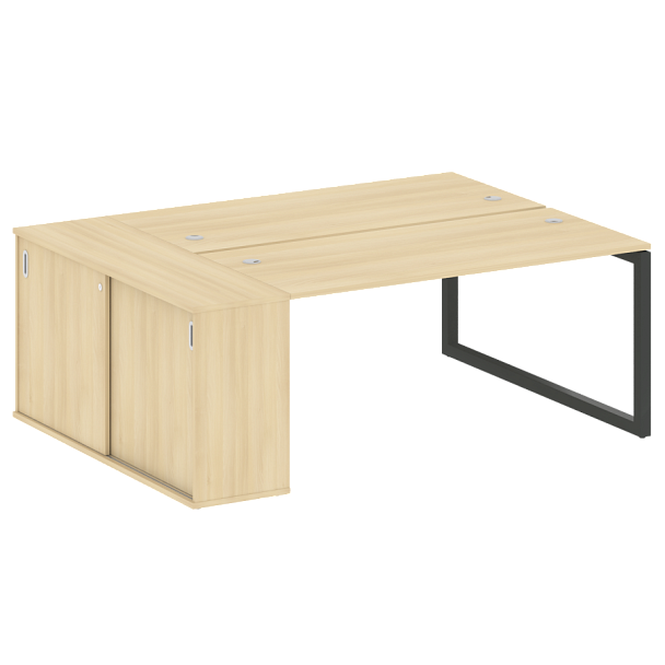 Metal System Quattro Р. ст. с шкафом-купе на О-образном м/к 50БО.РС-СШК-1.4 Т Акация/Антрацит металл 2010*1475*750 - Вид 1