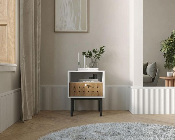 Тумбочка с ящиком KOTO арт KT01 Белый - Вид 4