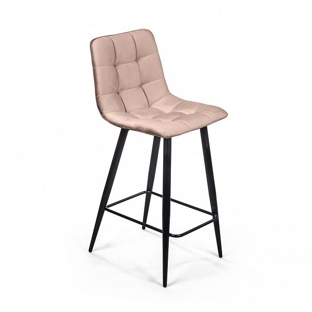 Стул полубарный UNO, бархат бежевый 5 / чёрный конус - Вид 2