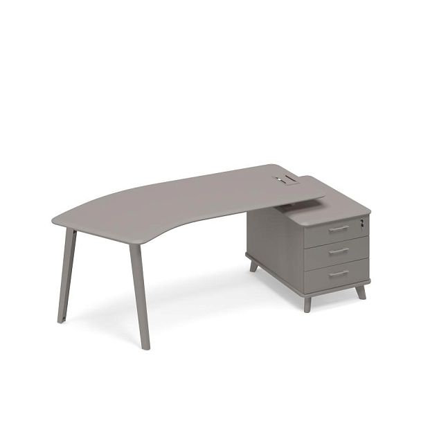 Стол эргономичный на тумбе малой правый (тип 5) Time metal ТМ М1 130 МП ВЛ ВЛ мокко премиум - Вид 1