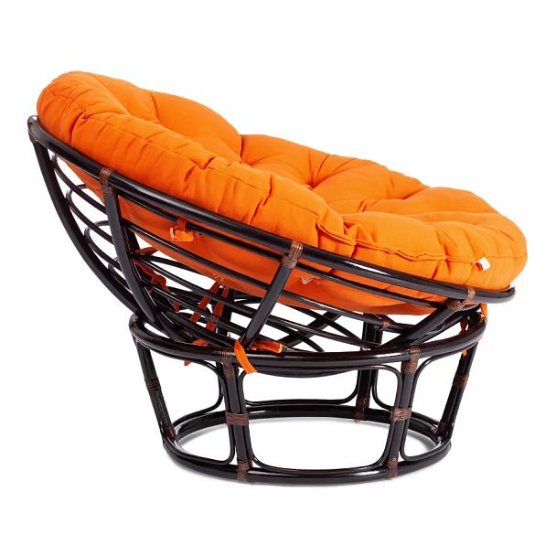 Кресло Папасан/Papasan (23/01 W) /с подушкой и ремешками/Antique brown (античный черно-коричневый) - Вид 2
