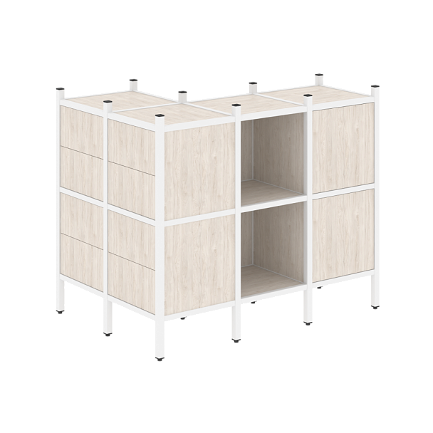 Loft Угловой внешний стеллаж наборный VR.L-51 Денвер светлый/Белый металл 862*1278*1047 - Вид 1