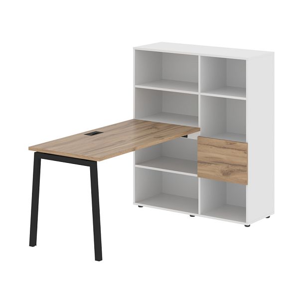 Стол-стеллаж ELRST 1113 Дуб Денвер светлый/Черный/Белый 1790х1120х1355 EDIS - Вид 1