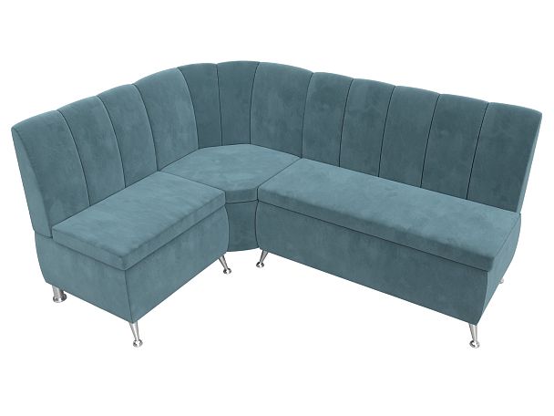 Кухонный угловой диван Кантри левый (полностью Велюр бирюзовый) - Вид 5