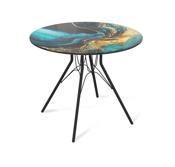 Стол Sheffilton SHT-TU34-P/TT32 80 СТЕКЛО/МДФ черный/королевский синий - Вид 2