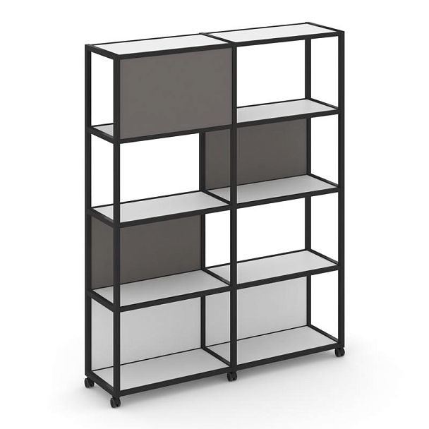 Shelf Mobile Стеллаж 5 уровней 2 секции VR.LT-STK-514.08 Белый Бриллиант/Металл Черный/W-26 1570*400*2000 - Вид 1