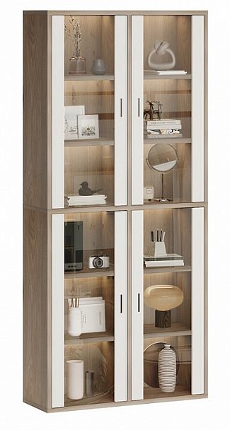 Шкаф-витрина Домино СУ(ш2в2)+4ФС Белый/Нельсон - Вид 2