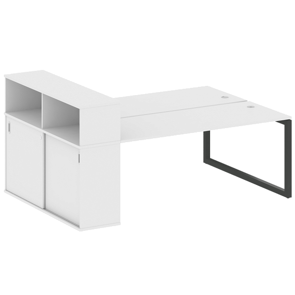 Metal System Quattro Р. ст. с шкафом-купе на О-образном м/к 50БО.РС-СШК-2.5 Т Белый/Антрацит металл 2210*1475*1098 - Вид 1