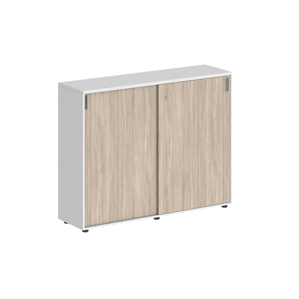 Шкаф-купе Sigma 1638х400х1125 средний, с замком / корпус: белый, фасады: дуб светлый - Вид 1