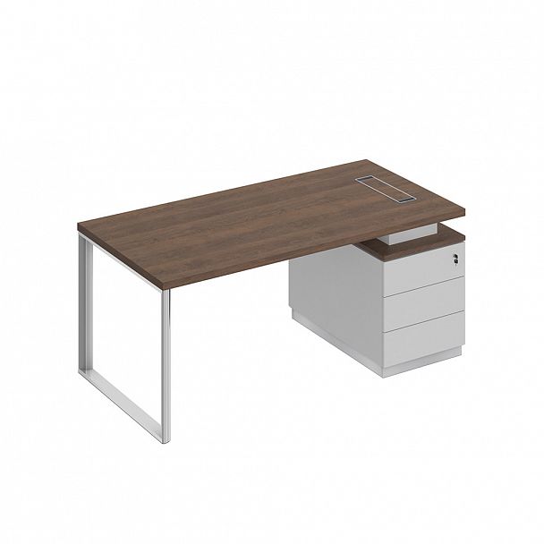 Стол руководителя на опорной тумбе (левый/правый) "Bravo" БР 103  дуб гладстоун/белый премиум/белый премиум - Вид 1