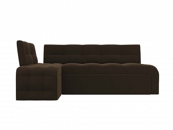 Кухонный угловой диван Люксор левый (полностью микровельвет коричневый) - Вид 2