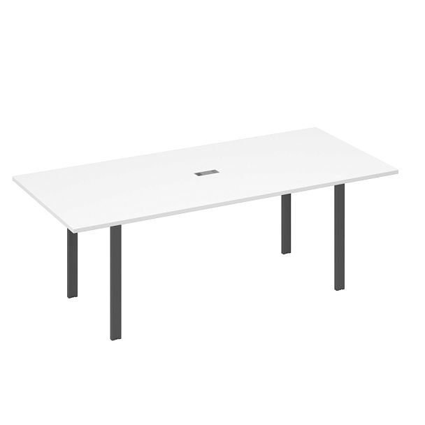 Стол 220 для переговорной каркасе UNO A4 А4 Б1 124 БП белый премиум / металлокаркас антрацит - Вид 1