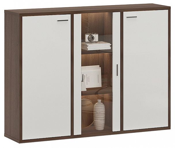 Тумба-витрина Домино СУ(ш3в1)+2ФГ+1ФС Белый/Шамони - Вид 2