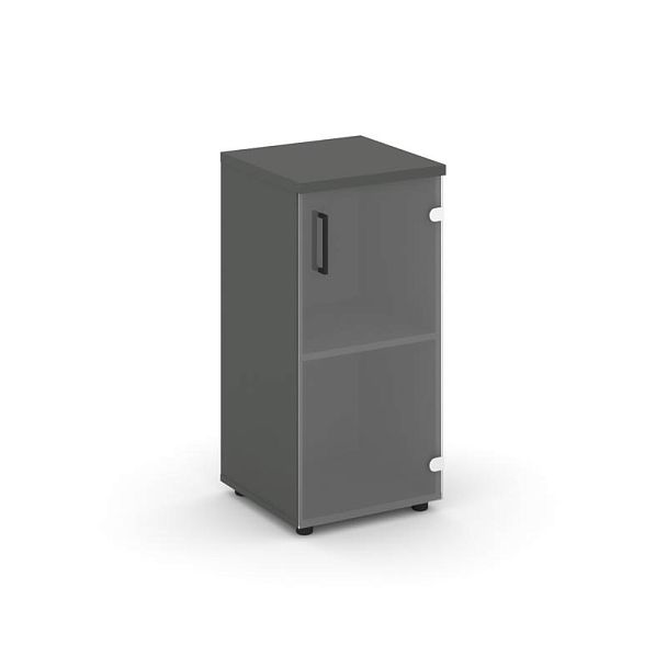 Стайл Проджект Шкаф низкий узкий SN.STU.E-302(R) Антрацит/Прозрачный/Черный Ручки 400*400*833 - Вид 1